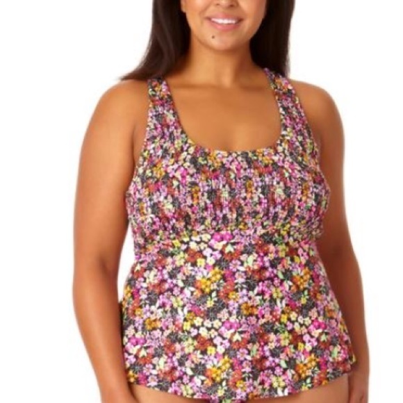Salt + Cove Juniors' Plus Size Fly Away Floral-Print Tankini Top, Floral Print 3 - Picture 2 of 8